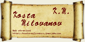 Kosta Milovanov vizit kartica